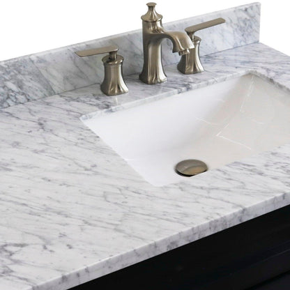 Bellaterra Home Terni 37" 1-Door 2-Drawer Dark Gray Freestanding Vanity Set With Ceramic Right Offset Undermount Rectangular Sink and White Carrara Marble Top, and Right Door Base