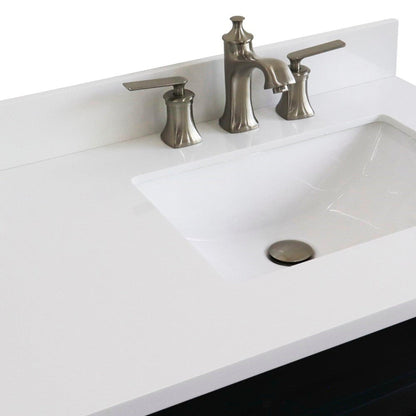 Bellaterra Home Terni 37" 1-Door 2-Drawer Dark Gray Freestanding Vanity Set With Ceramic Right Offset Undermount Rectangular Sink and White Quartz Top, and Right Door Base