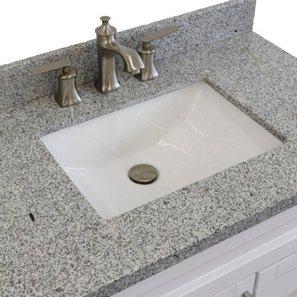 Bellaterra Home Terni 37" 1-Door 2-Drawer White Freestanding Vanity Set With Ceramic Center Undermount Rectangular Sink and Gray Granite Top, and Left Door Base