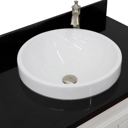 Bellaterra Home Terni 37" 1-Door 2-Drawer White Freestanding Vanity Set With Ceramic Center Vessel Sink and Black Galaxy Granite Top, and Left Door Base