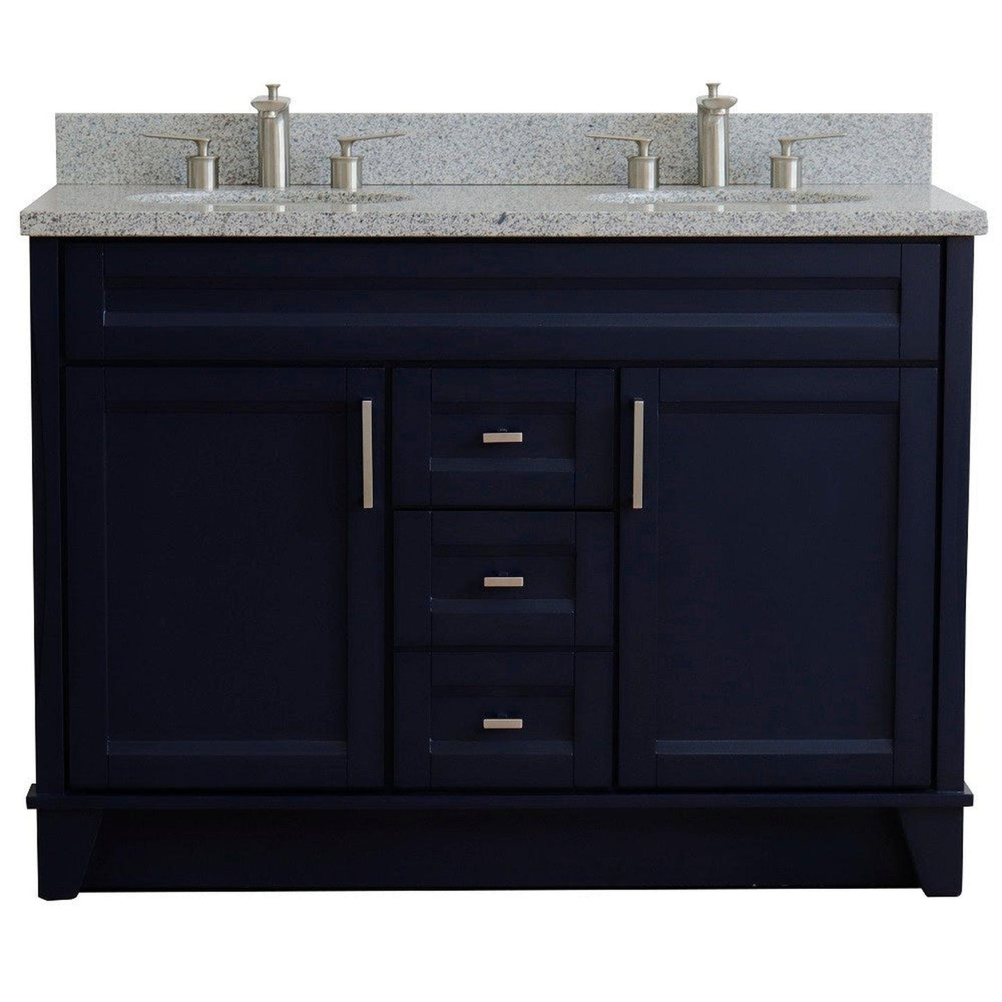 Bellaterra Home Terni 49" 2-Door 2-Drawer Blue Freestanding Vanity Set With Ceramic Double Undermount Oval Sink and Gray Granite Top