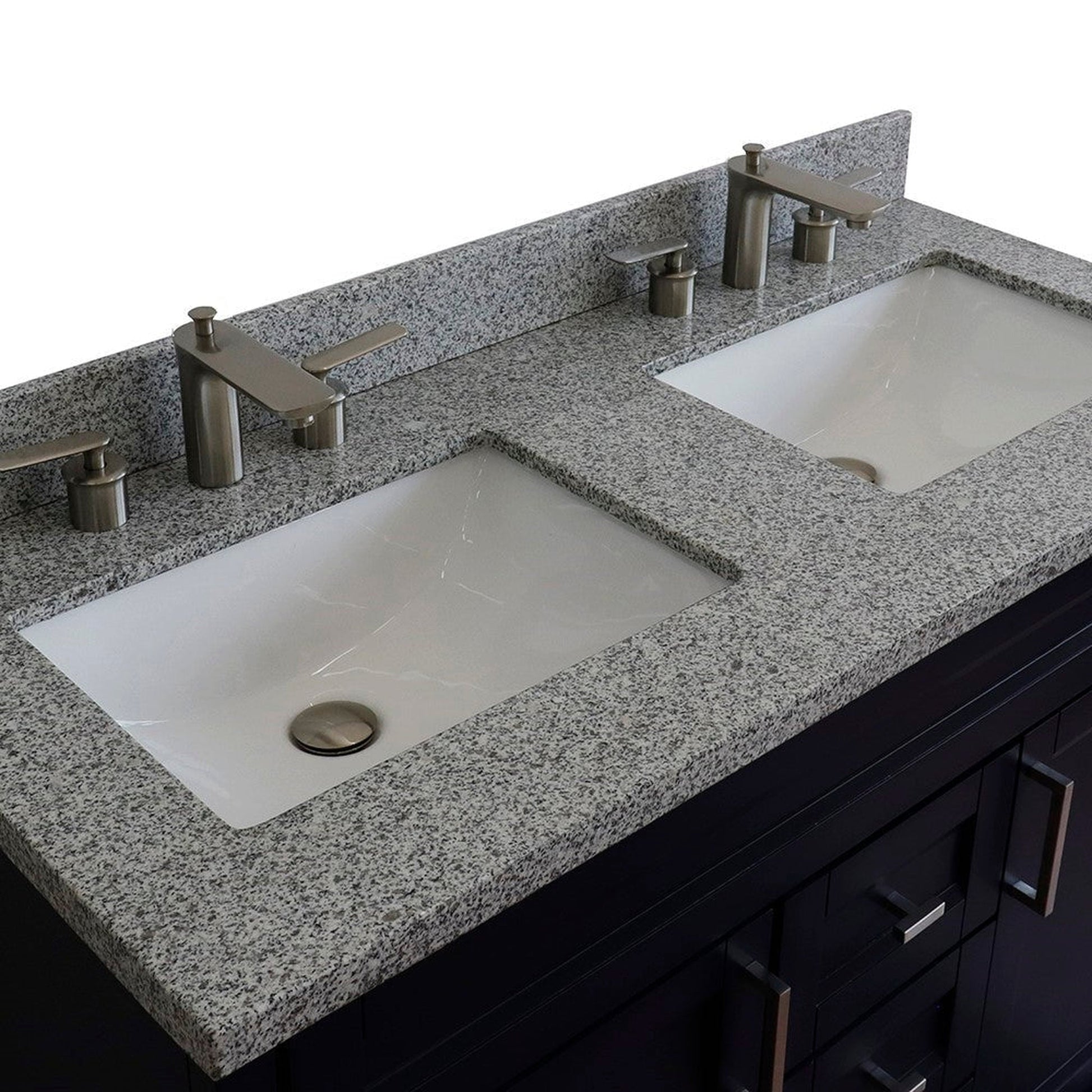 Bellaterra Home Terni 49" 2-Door 2-Drawer Blue Freestanding Vanity Set With Ceramic Double Undermount Rectangular Sink and Gray Granite Top