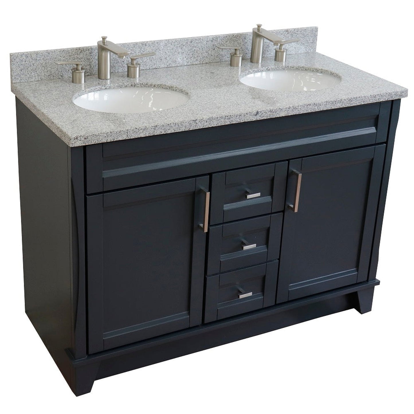 Bellaterra Home Terni 49" 2-Door 2-Drawer Dark Gray Freestanding Vanity Set With Ceramic Double Undermount Oval Sink and Gray Granite Top