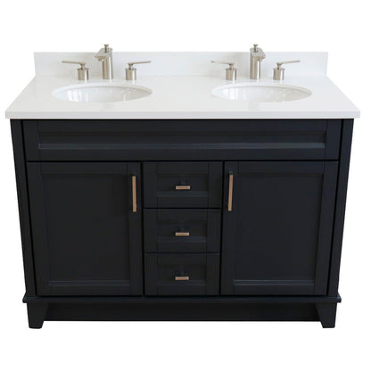 Bellaterra Home Terni 49" 2-Door 2-Drawer Dark Gray Freestanding Vanity Set With Ceramic Double Undermount Oval Sink and White Quartz Top