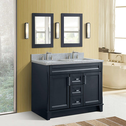 Bellaterra Home Terni 49" 2-Door 2-Drawer Dark Gray Freestanding Vanity Set With Ceramic Double Undermount Rectangular Sink and Gray Granite Top