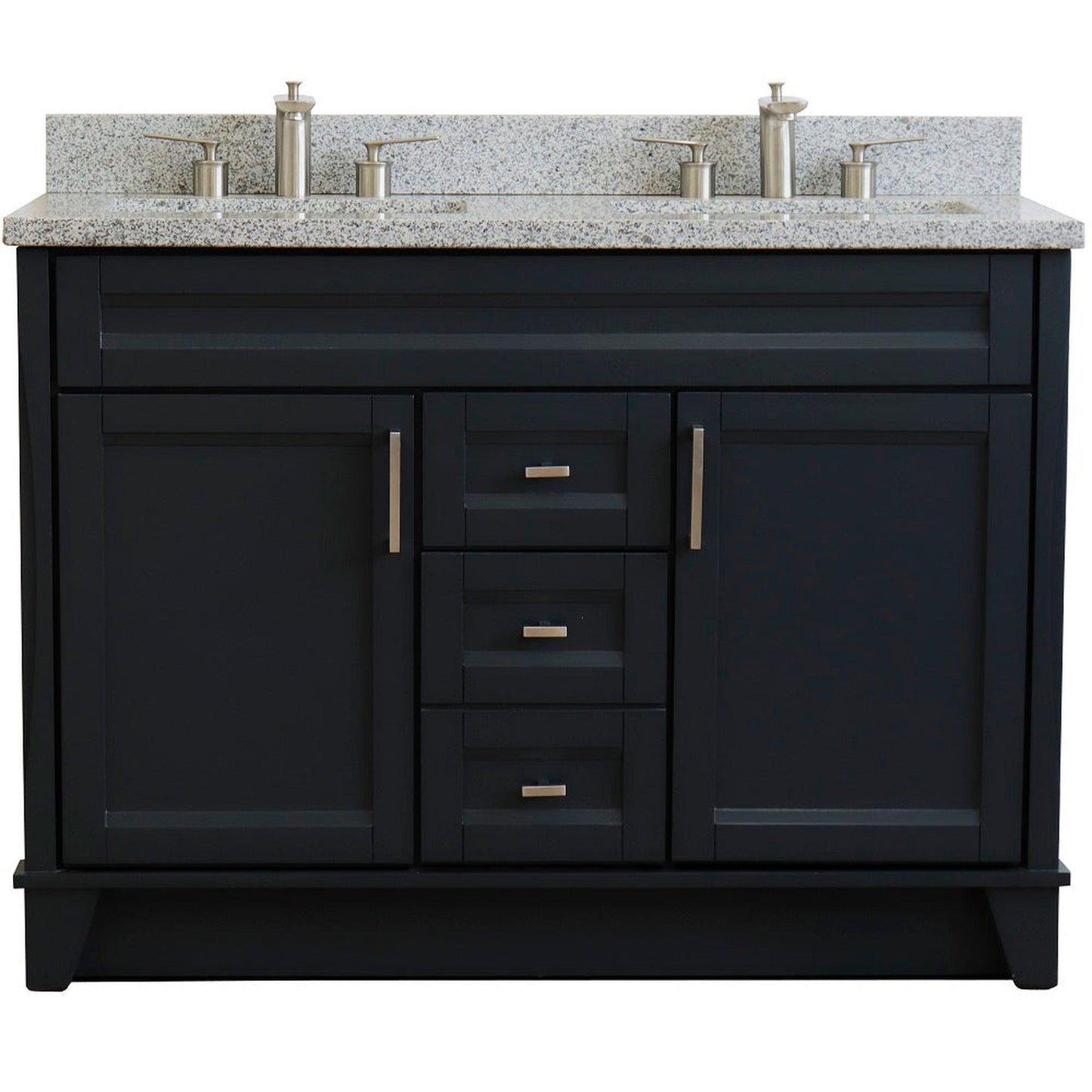 Bellaterra Home Terni 49" 2-Door 2-Drawer Dark Gray Freestanding Vanity Set With Ceramic Double Undermount Rectangular Sink and Gray Granite Top