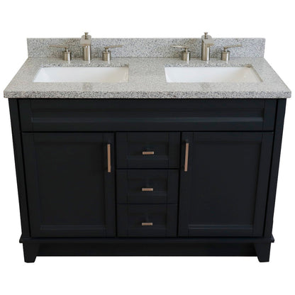 Bellaterra Home Terni 49" 2-Door 2-Drawer Dark Gray Freestanding Vanity Set With Ceramic Double Undermount Rectangular Sink and Gray Granite Top