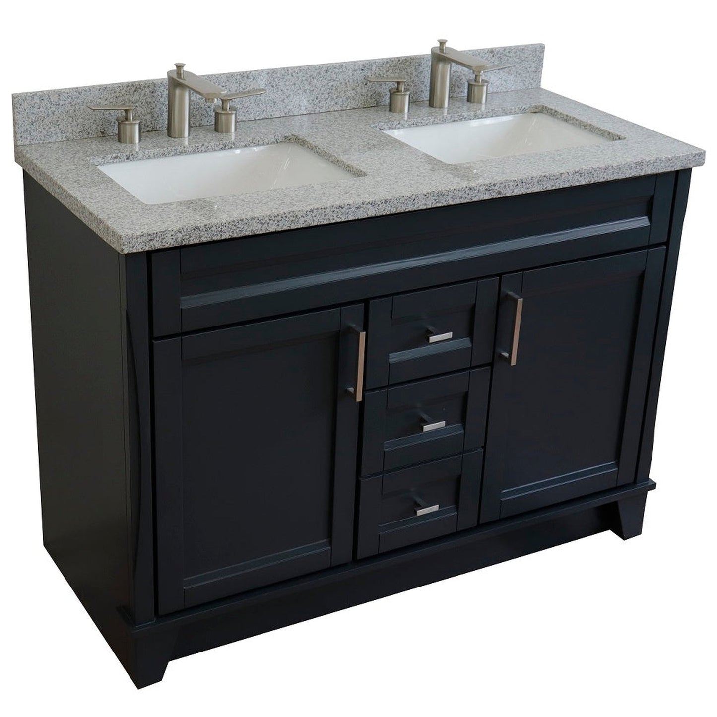 Bellaterra Home Terni 49" 2-Door 2-Drawer Dark Gray Freestanding Vanity Set With Ceramic Double Undermount Rectangular Sink and Gray Granite Top