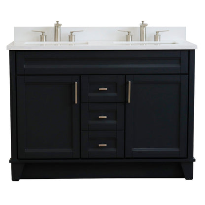 Bellaterra Home Terni 49" 2-Door 2-Drawer Dark Gray Freestanding Vanity Set With Ceramic Double Undermount Rectangular Sink and White Quartz Top