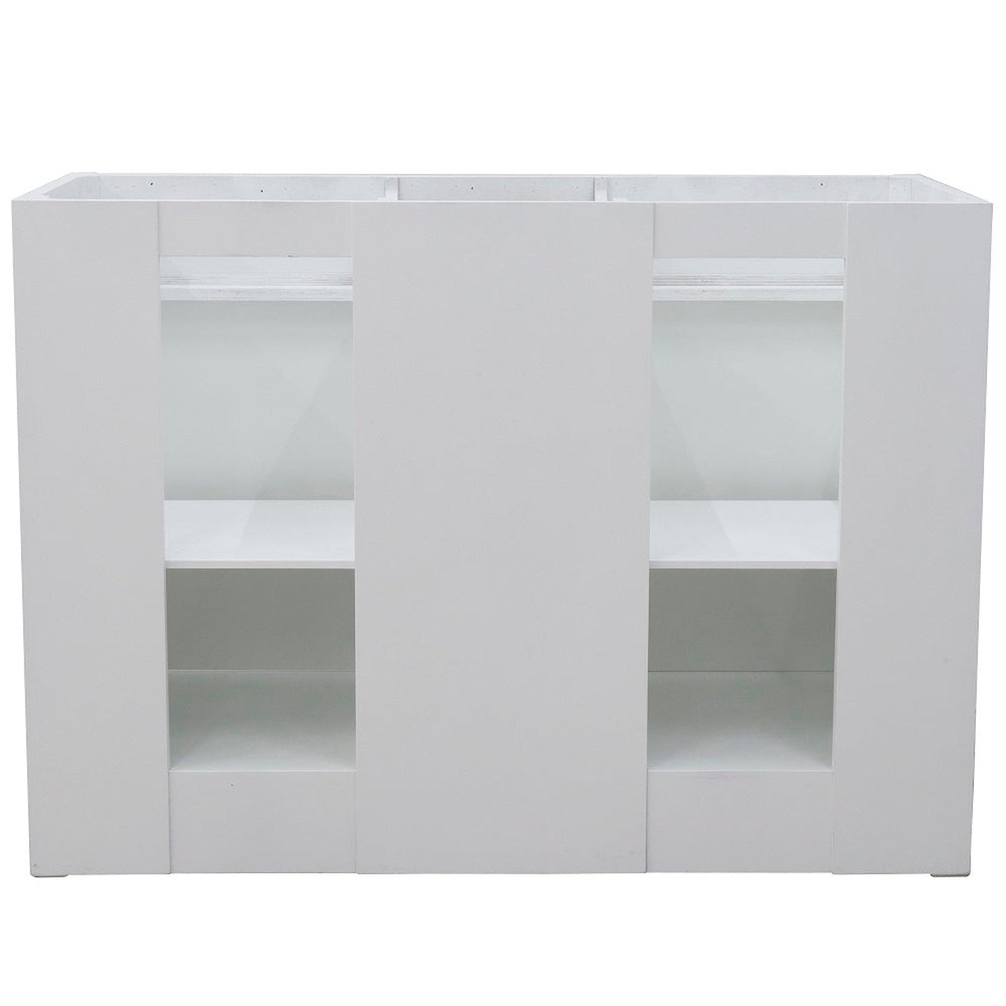 Bellaterra Home Terni 49" 2-Door 2-Drawer White Freestanding Vanity Set With Ceramic Double Undermount Oval Sink and Gray Granite Top