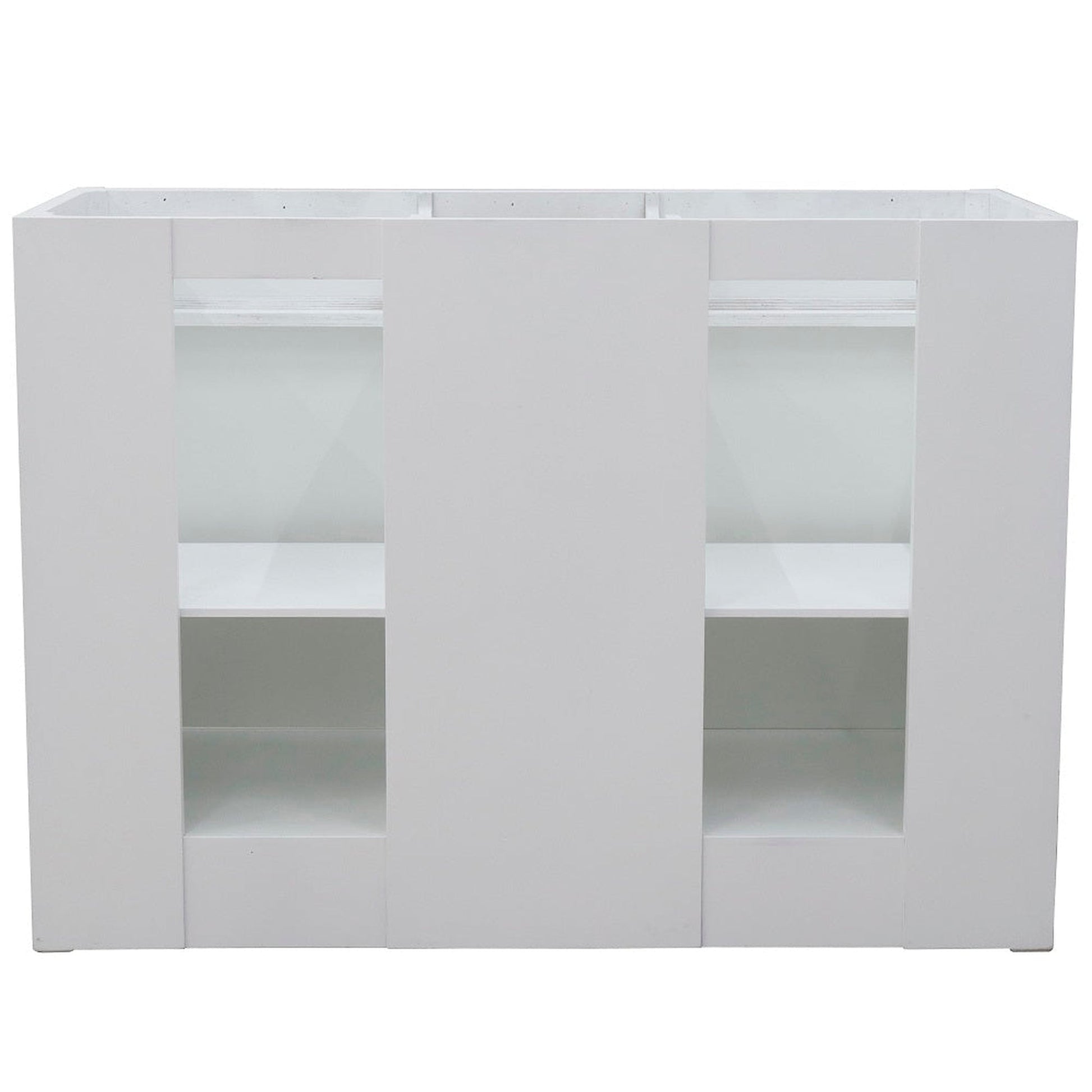 Bellaterra Home Terni 49" 2-Door 2-Drawer White Freestanding Vanity Set With Ceramic Double Undermount Oval Sink and White Carrara Marble Top