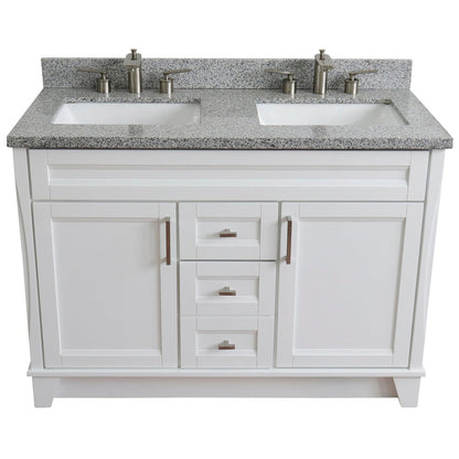 Bellaterra Home Terni 49" 2-Door 2-Drawer White Freestanding Vanity Set With Ceramic Double Undermount Rectangular Sink and Gray Granite Top