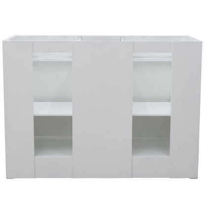 Bellaterra Home Terni 49" 2-Door 2-Drawer White Freestanding Vanity Set With Ceramic Double Undermount Rectangular Sink and White Carrara Marble Top