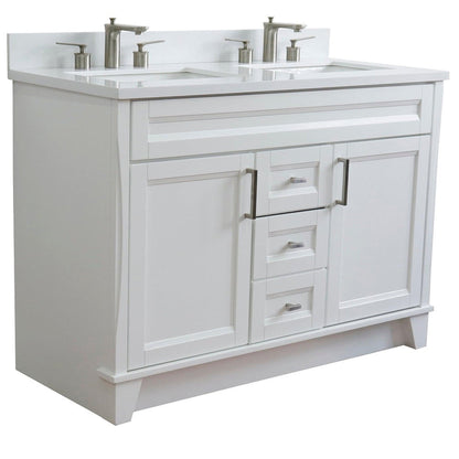 Bellaterra Home Terni 49" 2-Door 2-Drawer White Freestanding Vanity Set With Ceramic Double Undermount Rectangular Sink and White Quartz Top