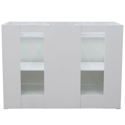 Bellaterra Home Terni 49" 2-Door 2-Drawer White Freestanding Vanity Set With Ceramic Double Vessel Sink and White Carrara Marble Top