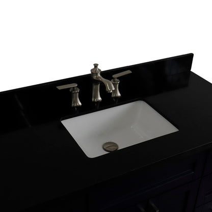 Bellaterra Home Terni 49" 2-Door 6-Drawer Blue Freestanding Vanity Set With Ceramic Undermount Rectangular Sink and Black Galaxy Granite Top