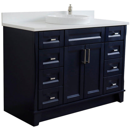 Bellaterra Home Terni 49" 2-Door 6-Drawer Blue Freestanding Vanity Set With Ceramic Vessel Sink and White Quartz Top