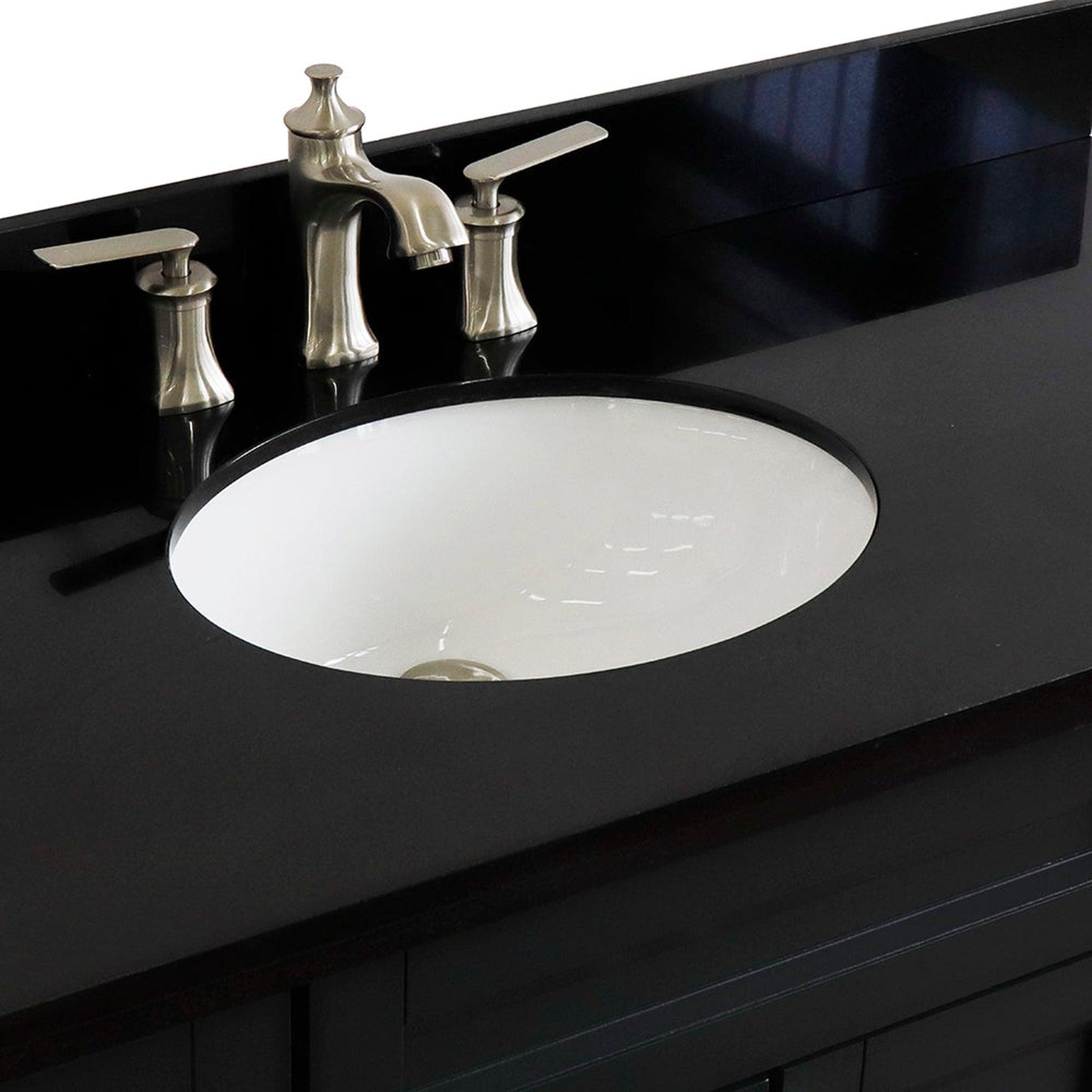 Bellaterra Home Terni 49" 2-Door 6-Drawer Dark Gray Freestanding Vanity Set With Ceramic Undermount Oval Sink and Black Galaxy Granite Top