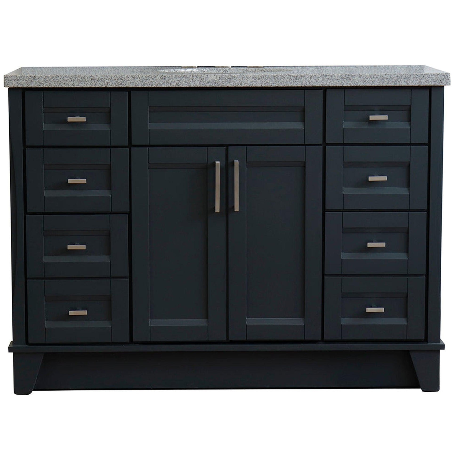 Bellaterra Home Terni 49" 2-Door 6-Drawer Dark Gray Freestanding Vanity Set With Ceramic Undermount Oval Sink and Gray Granite Top