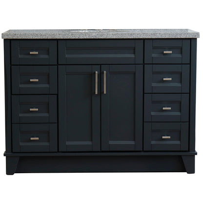 Bellaterra Home Terni 49" 2-Door 6-Drawer Dark Gray Freestanding Vanity Set With Ceramic Undermount Oval Sink and Gray Granite Top