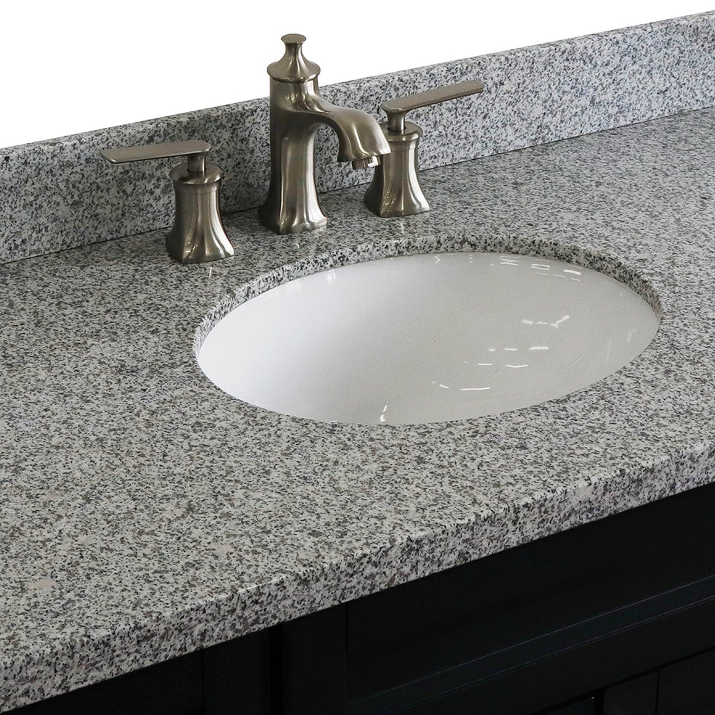 Bellaterra Home Terni 49" 2-Door 6-Drawer Dark Gray Freestanding Vanity Set With Ceramic Undermount Oval Sink and Gray Granite Top