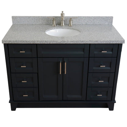 Bellaterra Home Terni 49" 2-Door 6-Drawer Dark Gray Freestanding Vanity Set With Ceramic Undermount Oval Sink and Gray Granite Top