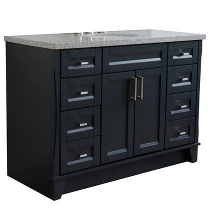 Bellaterra Home Terni 49" 2-Door 6-Drawer Dark Gray Freestanding Vanity Set With Ceramic Undermount Oval Sink and Gray Granite Top