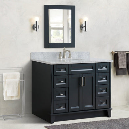 Bellaterra Home Terni 49" 2-Door 6-Drawer Dark Gray Freestanding Vanity Set With Ceramic Undermount Oval Sink and White Carrara Marble Top