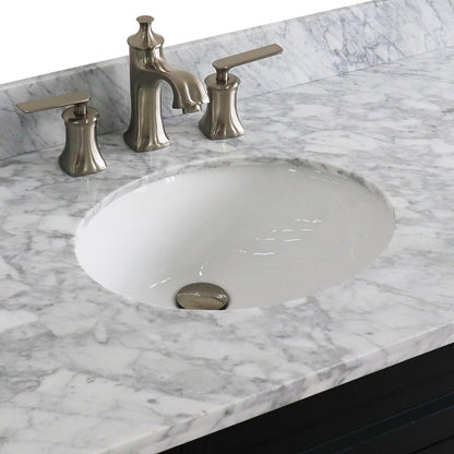 Bellaterra Home Terni 49" 2-Door 6-Drawer Dark Gray Freestanding Vanity Set With Ceramic Undermount Oval Sink and White Carrara Marble Top
