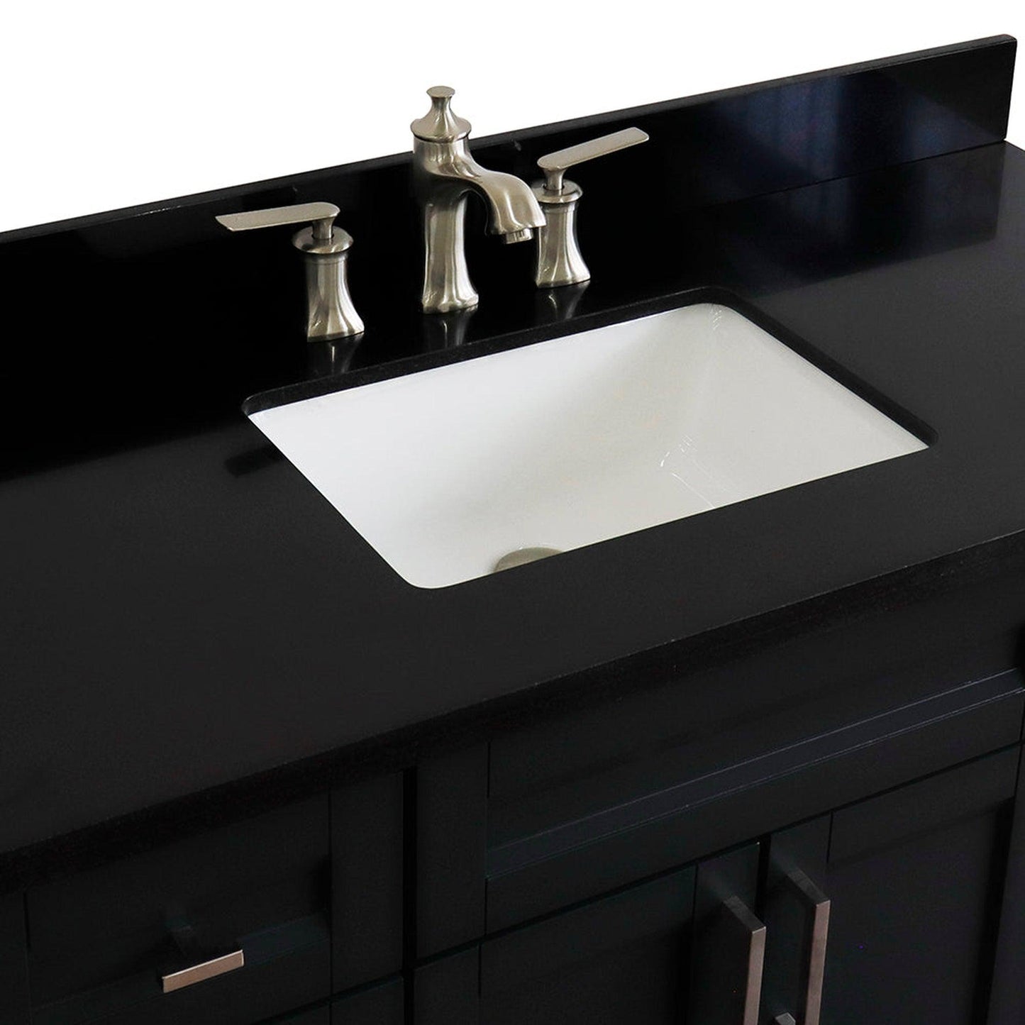 Bellaterra Home Terni 49" 2-Door 6-Drawer Dark Gray Freestanding Vanity Set With Ceramic Undermount Rectangular Sink and Black Galaxy Granite Top