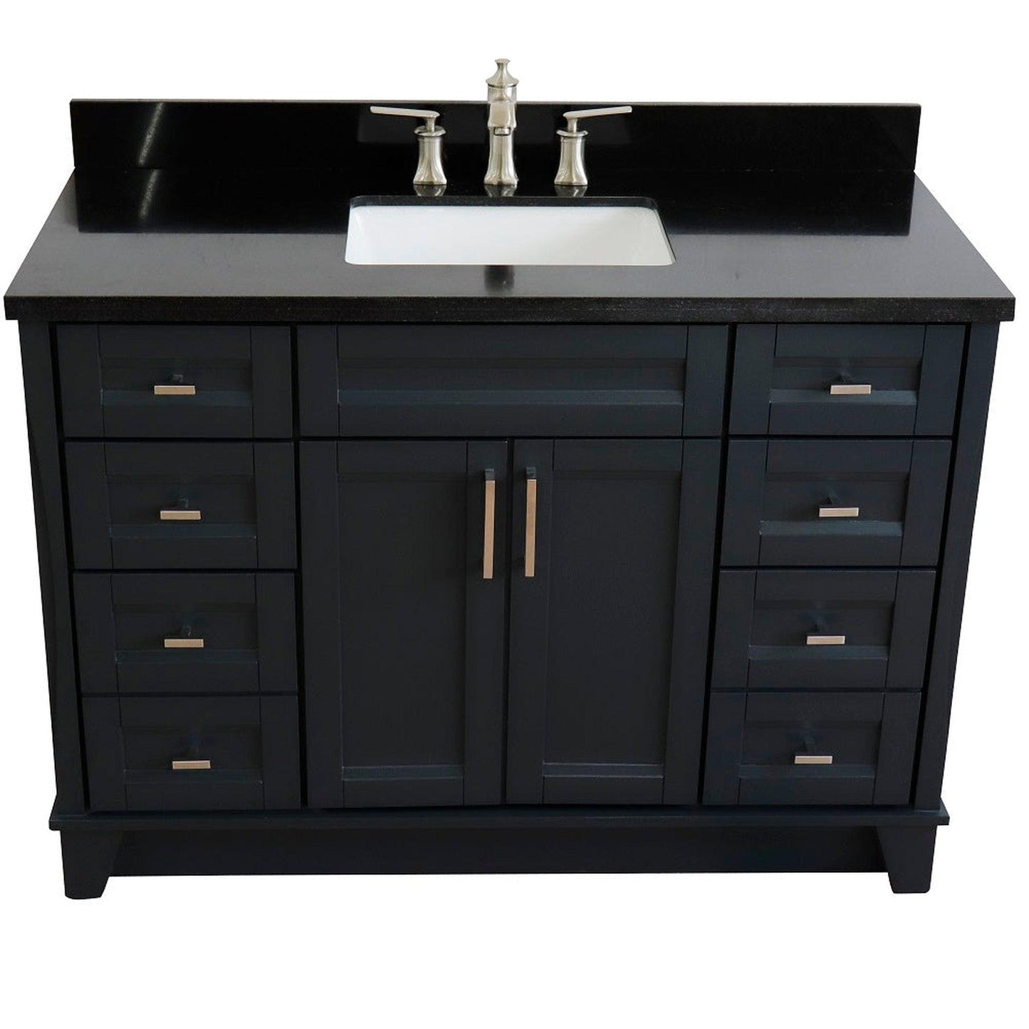 Bellaterra Home Terni 49" 2-Door 6-Drawer Dark Gray Freestanding Vanity Set With Ceramic Undermount Rectangular Sink and Black Galaxy Granite Top