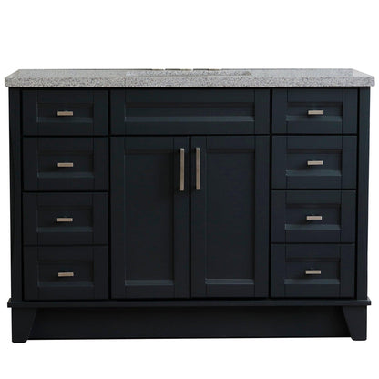 Bellaterra Home Terni 49" 2-Door 6-Drawer Dark Gray Freestanding Vanity Set With Ceramic Undermount Rectangular Sink and Gray Granite Top