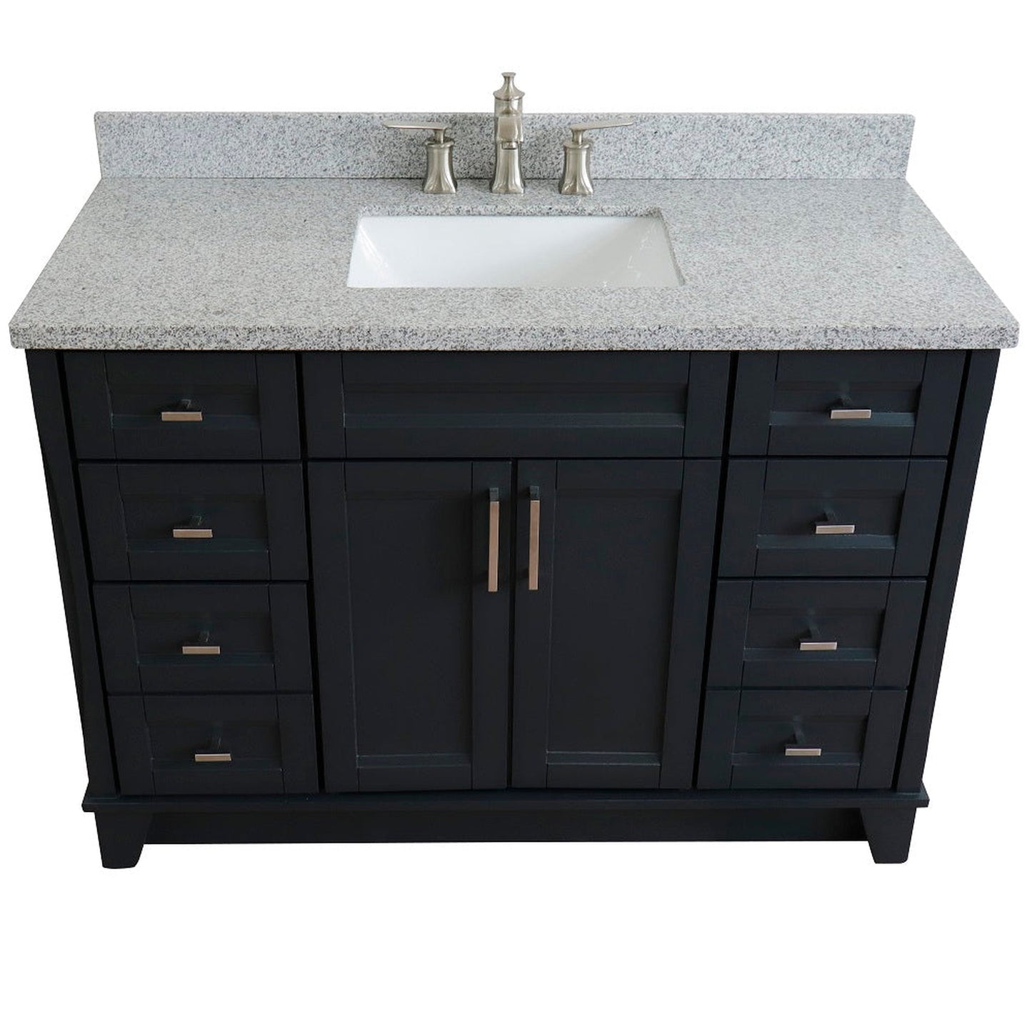 Bellaterra Home Terni 49" 2-Door 6-Drawer Dark Gray Freestanding Vanity Set With Ceramic Undermount Rectangular Sink and Gray Granite Top