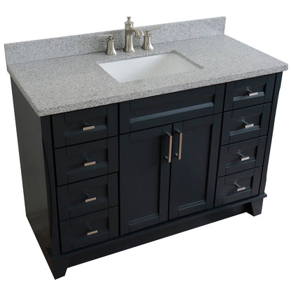 Bellaterra Home Terni 49" 2-Door 6-Drawer Dark Gray Freestanding Vanity Set With Ceramic Undermount Rectangular Sink and Gray Granite Top