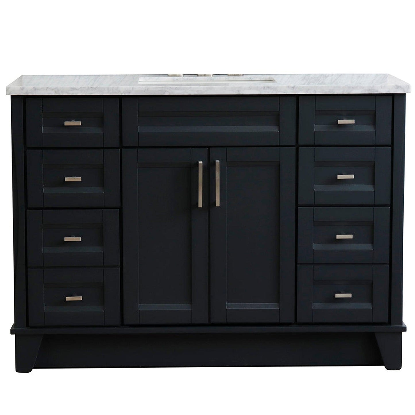 Bellaterra Home Terni 49" 2-Door 6-Drawer Dark Gray Freestanding Vanity Set With Ceramic Undermount Rectangular Sink and White Carrara Marble Top