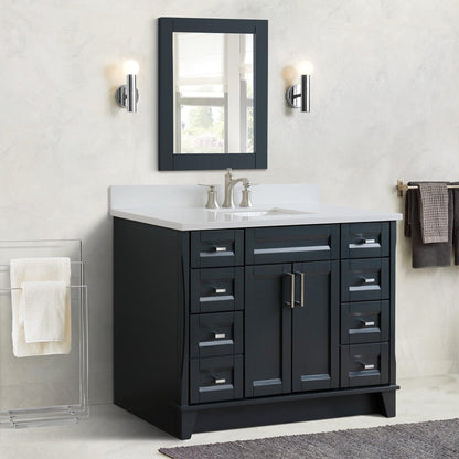 Bellaterra Home Terni 49" 2-Door 6-Drawer Dark Gray Freestanding Vanity Set With Ceramic Undermount Rectangular Sink and White Quartz Top