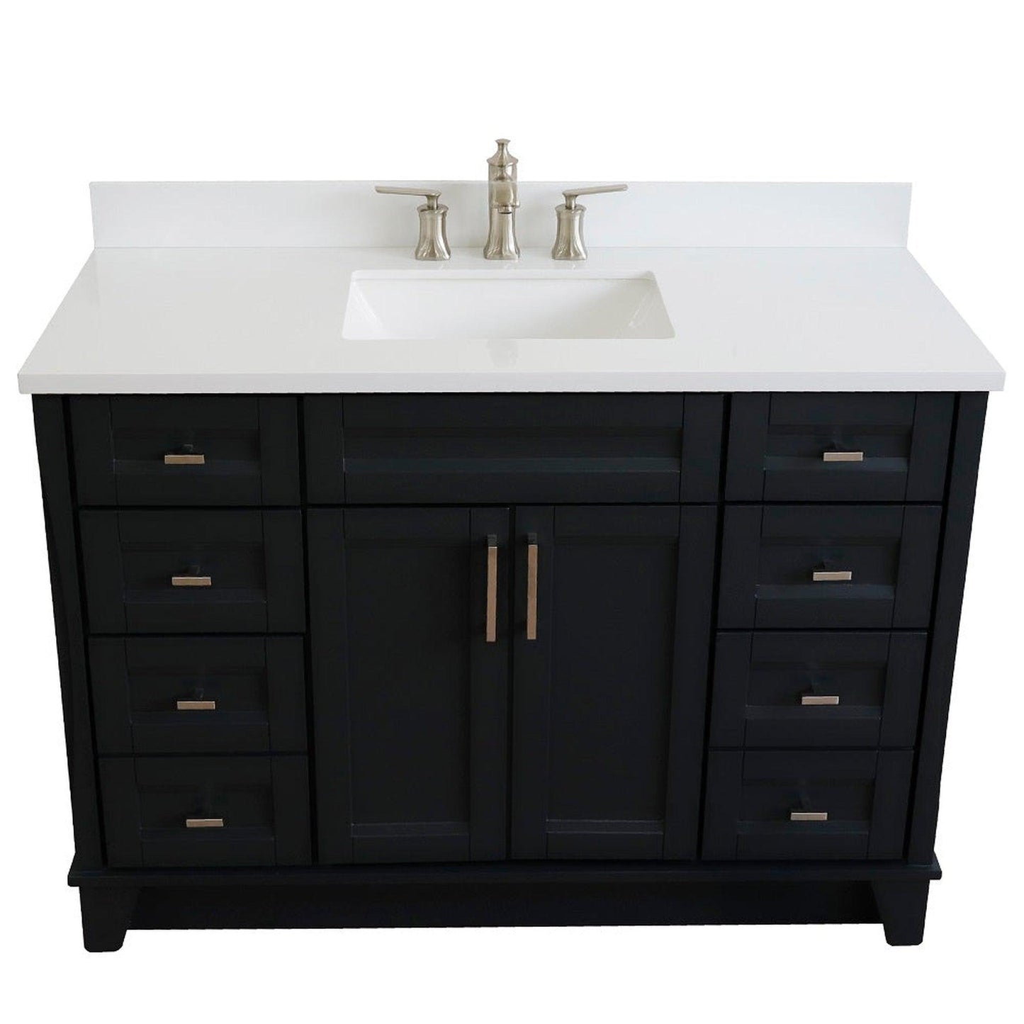 Bellaterra Home Terni 49" 2-Door 6-Drawer Dark Gray Freestanding Vanity Set With Ceramic Undermount Rectangular Sink and White Quartz Top