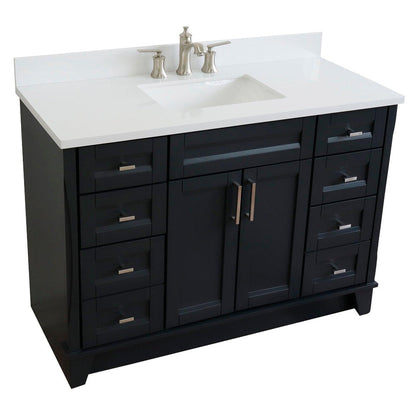 Bellaterra Home Terni 49" 2-Door 6-Drawer Dark Gray Freestanding Vanity Set With Ceramic Undermount Rectangular Sink and White Quartz Top