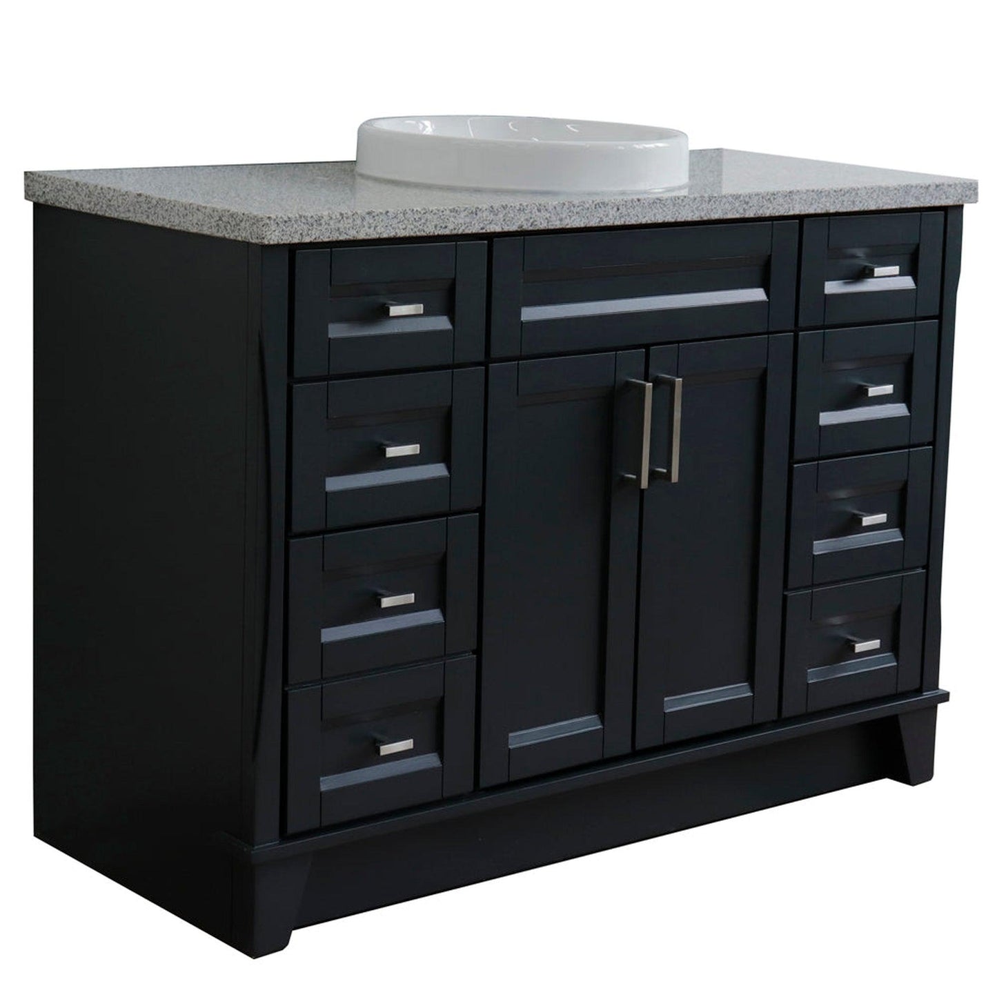 Bellaterra Home Terni 49" 2-Door 6-Drawer Dark Gray Freestanding Vanity Set With Ceramic Vessel Sink and Gray Granite Top