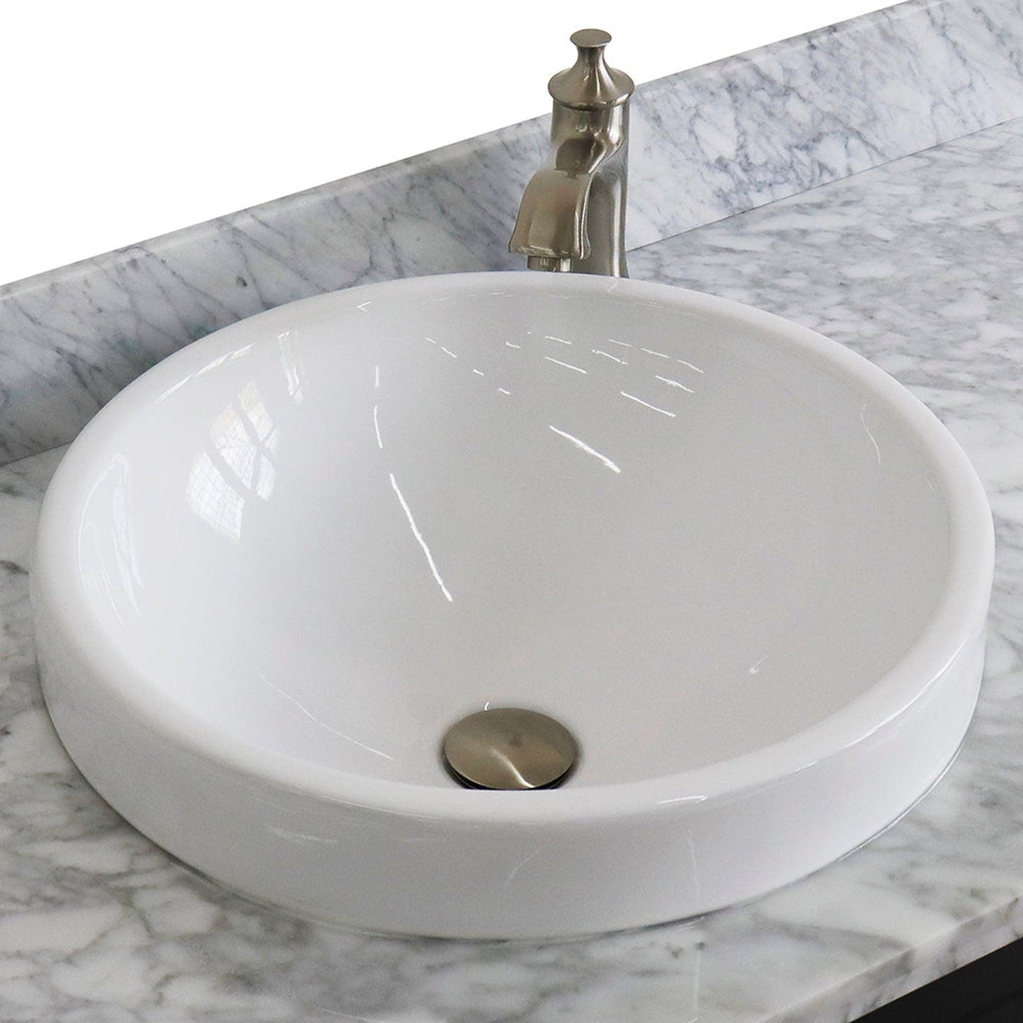 Bellaterra Home Terni 49" 2-Door 6-Drawer Dark Gray Freestanding Vanity Set With Ceramic Vessel Sink and White Carrara Marble Top