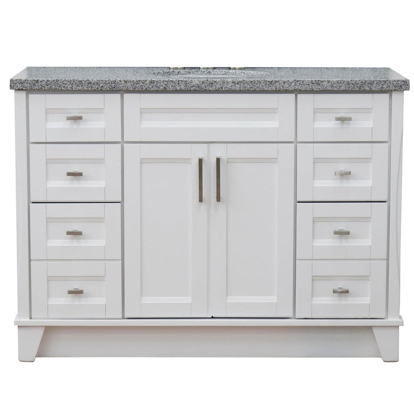 Bellaterra Home Terni 49" 2-Door 6-Drawer White Freestanding Vanity Set With Ceramic Undermount Oval Sink and Gray Granite Top