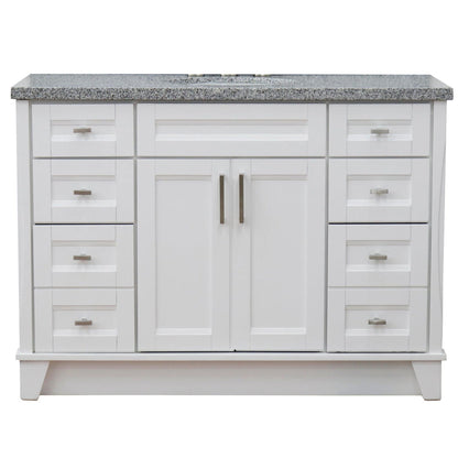 Bellaterra Home Terni 49" 2-Door 6-Drawer White Freestanding Vanity Set With Ceramic Undermount Oval Sink and Gray Granite Top