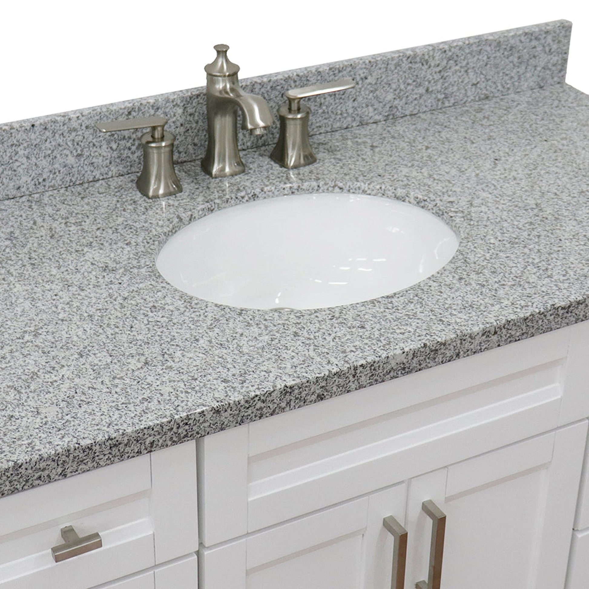 Bellaterra Home Terni 49" 2-Door 6-Drawer White Freestanding Vanity Set With Ceramic Undermount Oval Sink and Gray Granite Top