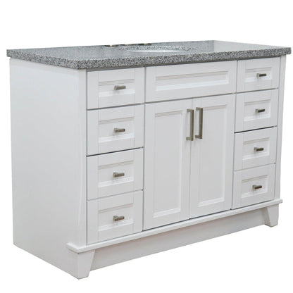 Bellaterra Home Terni 49" 2-Door 6-Drawer White Freestanding Vanity Set With Ceramic Undermount Oval Sink and Gray Granite Top