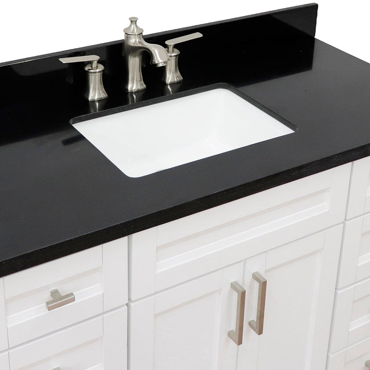 Bellaterra Home Terni 49" 2-Door 6-Drawer White Freestanding Vanity Set With Ceramic Undermount Rectangular Sink and Black Galaxy Granite Top