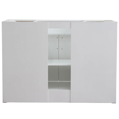 Bellaterra Home Terni 49" 2-Door 6-Drawer White Freestanding Vanity Set With Ceramic Undermount Rectangular Sink and Black Galaxy Granite Top