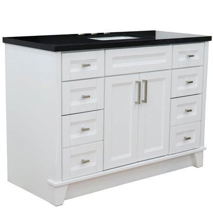 Bellaterra Home Terni 49" 2-Door 6-Drawer White Freestanding Vanity Set With Ceramic Undermount Rectangular Sink and Black Galaxy Granite Top