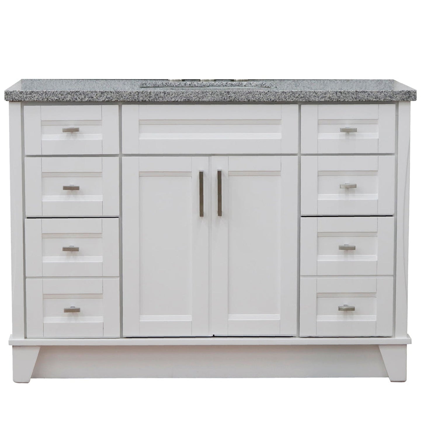 Bellaterra Home Terni 49" 2-Door 6-Drawer White Freestanding Vanity Set With Ceramic Undermount Rectangular Sink and Gray Granite Top