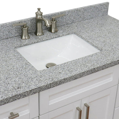 Bellaterra Home Terni 49" 2-Door 6-Drawer White Freestanding Vanity Set With Ceramic Undermount Rectangular Sink and Gray Granite Top