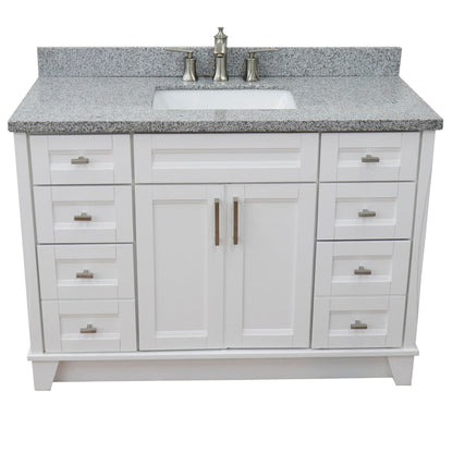 Bellaterra Home Terni 49" 2-Door 6-Drawer White Freestanding Vanity Set With Ceramic Undermount Rectangular Sink and Gray Granite Top